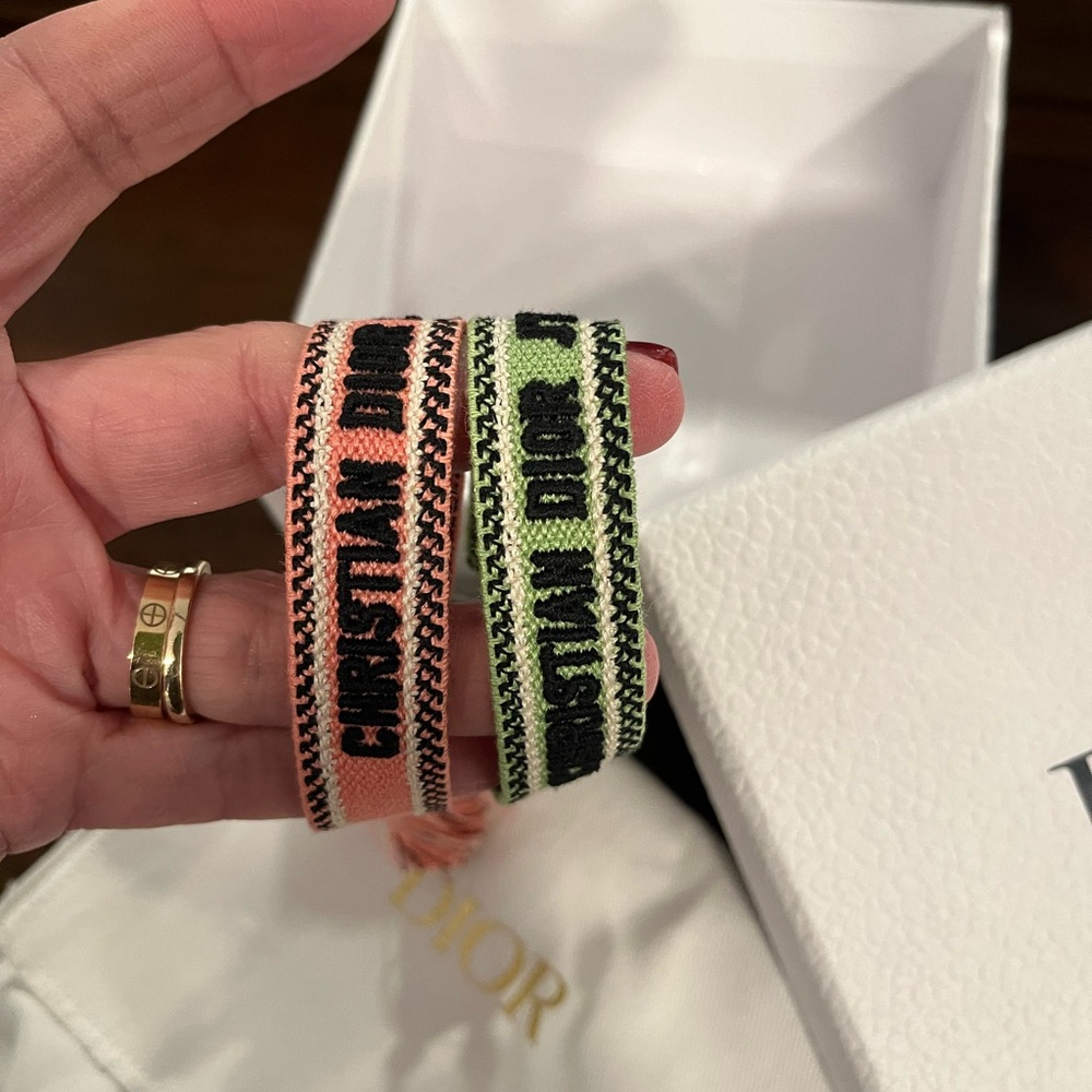 Dior Pink and Green Christian Friendship Bracelets - Picture 1 of 4